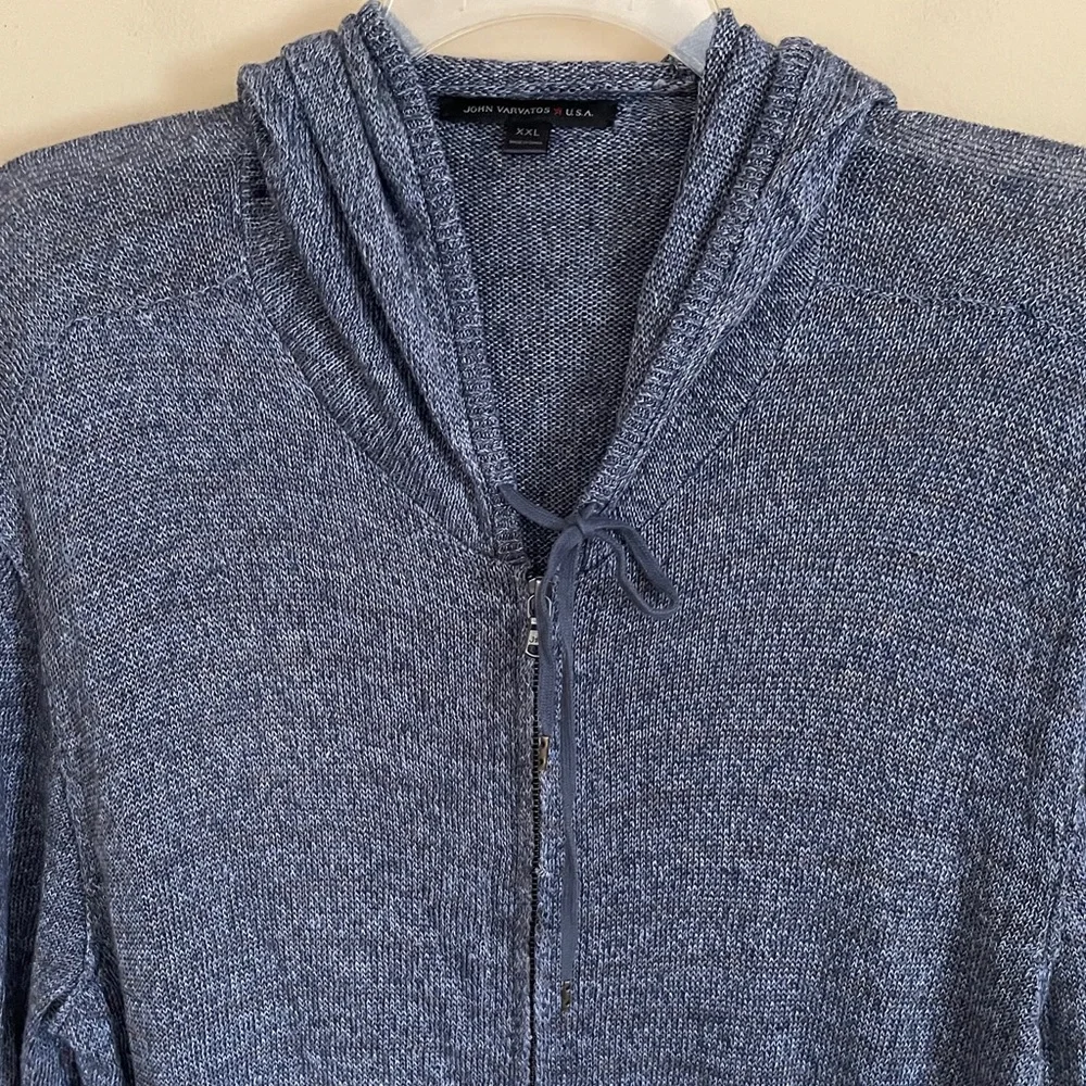John Varvatos USA Full Zip Hoodie Sweater Men's XXL 100% Linen Lightweight